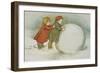 Children Rolling Snowballs-Lizzie Mack-Framed Giclee Print