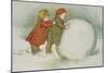 Children Rolling Snowballs-Lizzie Mack-Mounted Giclee Print