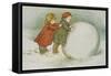 Children Rolling Snowballs-Lizzie Mack-Framed Stretched Canvas