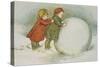 Children Rolling Snowballs-Lizzie Mack-Stretched Canvas