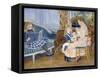 Children's Afternoon at Wargemont-Pierre-Auguste Renoir-Framed Stretched Canvas