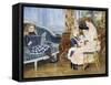 Children's Afternoon at Wargemont-Pierre-Auguste Renoir-Framed Stretched Canvas