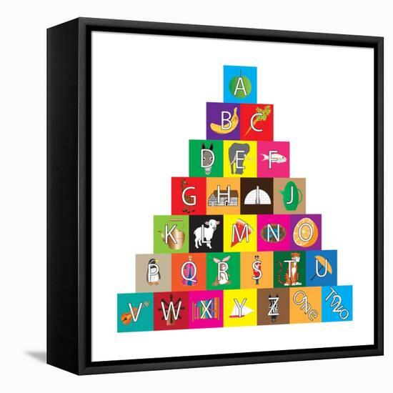 Children's Alphabet Building Blocks Isolated on White-Bernard Rabone-Framed Stretched Canvas