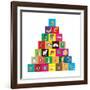 Children's Alphabet Building Blocks Isolated on White-Bernard Rabone-Framed Art Print