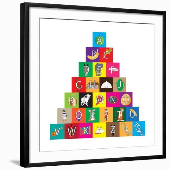 Children's Alphabet Building Blocks Isolated on White-Bernard Rabone-Framed Art Print