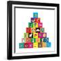 Children's Alphabet Building Blocks Isolated on White-Bernard Rabone-Framed Art Print