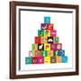 Children's Alphabet Building Blocks Isolated on White-Bernard Rabone-Framed Art Print