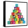 Children's Alphabet Building Blocks Isolated on White-Bernard Rabone-Framed Stretched Canvas