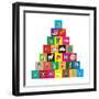 Children's Alphabet Building Blocks Isolated on White-Bernard Rabone-Framed Art Print