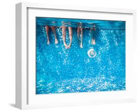 Children's and Adults Legs Underwater in the Swimming Pool-Kateryna Mostova-Framed Photographic Print