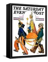 "Children's Circus Parade," Saturday Evening Post Cover, May 18, 1929-Lawrence Toney-Framed Stretched Canvas