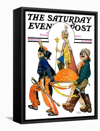 "Children's Circus Parade," Saturday Evening Post Cover, May 18, 1929-Lawrence Toney-Framed Stretched Canvas