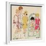 Children's Fashions: Girls' Summer Dresses in White, Pink and Yellow-null-Framed Giclee Print