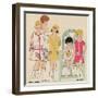 Children's Fashions: Girls' Summer Dresses in White, Pink and Yellow-null-Framed Premium Giclee Print