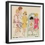Children's Fashions: Girls' Summer Dresses in White, Pink and Yellow-null-Framed Premium Giclee Print