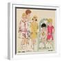 Children's Fashions: Girls' Summer Dresses in White, Pink and Yellow-null-Framed Giclee Print