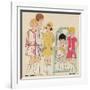 Children's Fashions: Girls' Summer Dresses in White, Pink and Yellow-null-Framed Giclee Print