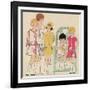 Children's Fashions: Girls' Summer Dresses in White, Pink and Yellow-null-Framed Giclee Print