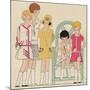 Children's Fashions: Girls' Summer Dresses in White, Pink and Yellow-null-Mounted Giclee Print