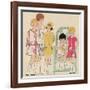 Children's Fashions: Girls' Summer Dresses in White, Pink and Yellow-null-Framed Giclee Print