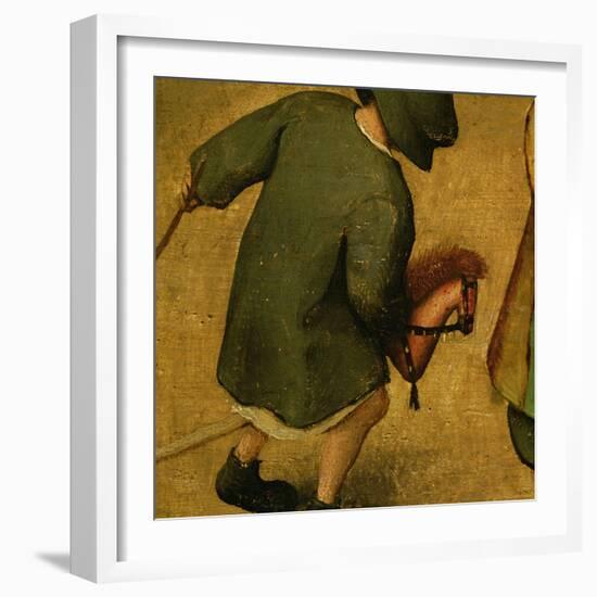 Children's Games, Detail of Bottom Section Showing a Child and a Hobby-Horse, 1560-Pieter Bruegel the Elder-Framed Giclee Print