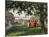 Children's Games in Stadtpark in Vienna, Watercolor, Austria, 19th Century-null-Stretched Canvas