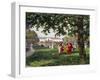 Children's Games in Stadtpark in Vienna, Watercolor, Austria, 19th Century-null-Framed Giclee Print