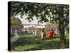 Children's Games in Stadtpark in Vienna, Watercolor, Austria, 19th Century-null-Stretched Canvas