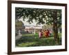 Children's Games in Stadtpark in Vienna, Watercolor, Austria, 19th Century-null-Framed Giclee Print