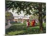 Children's Games in Stadtpark in Vienna, Watercolor, Austria, 19th Century-null-Mounted Giclee Print