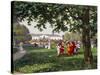 Children's Games in Stadtpark in Vienna, Watercolor, Austria, 19th Century-null-Stretched Canvas