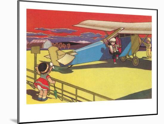 Children's Good-Bye At Airport-null-Mounted Art Print