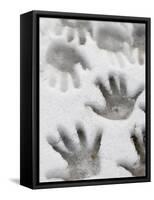 Children's Handprints in a Spring Snow-John Nordell-Framed Stretched Canvas