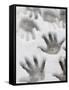 Children's Handprints in a Spring Snow-John Nordell-Framed Stretched Canvas