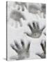 Children's Handprints in a Spring Snow-John Nordell-Stretched Canvas