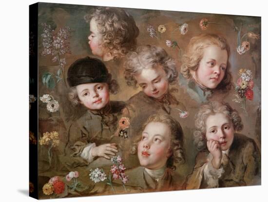 Children's Heads and Flowers-Nicolas-bernard Lepicie-Stretched Canvas