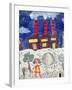 Children's Painting of Poble Sec Power Station on a Street Wall-null-Framed Giclee Print