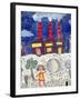 Children's Painting of Poble Sec Power Station on a Street Wall-null-Framed Giclee Print