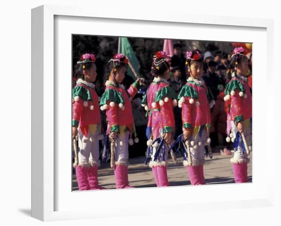 Children's Performance Celebrating Chinese New Year, Beijing, China-Keren Su-Framed Premium Photographic Print