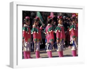 Children's Performance Celebrating Chinese New Year, Beijing, China-Keren Su-Framed Premium Photographic Print