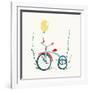 Children's Tricycle Drawing. Childish Tricycle Illustration with Balloon. Vector Eps8.-Popmarleo-Framed Art Print