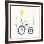 Children's Tricycle Drawing. Childish Tricycle Illustration with Balloon. Vector Eps8.-Popmarleo-Framed Art Print