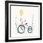 Children's Tricycle Drawing. Childish Tricycle Illustration with Balloon. Vector Eps8.-Popmarleo-Framed Art Print