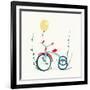 Children's Tricycle Drawing. Childish Tricycle Illustration with Balloon. Vector Eps8.-Popmarleo-Framed Art Print