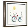 Children's Tricycle Drawing. Childish Tricycle Illustration with Balloon. Vector Eps8.-Popmarleo-Framed Art Print