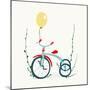 Children's Tricycle Drawing. Childish Tricycle Illustration with Balloon. Vector Eps8.-Popmarleo-Mounted Art Print