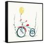 Children's Tricycle Drawing. Childish Tricycle Illustration with Balloon. Vector Eps8.-Popmarleo-Framed Stretched Canvas