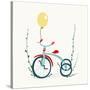 Children's Tricycle Drawing. Childish Tricycle Illustration with Balloon. Vector Eps8.-Popmarleo-Stretched Canvas