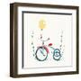 Children's Tricycle Drawing. Childish Tricycle Illustration with Balloon. Vector Eps8.-Popmarleo-Framed Art Print