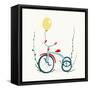 Children's Tricycle Drawing. Childish Tricycle Illustration with Balloon. Vector Eps8.-Popmarleo-Framed Stretched Canvas